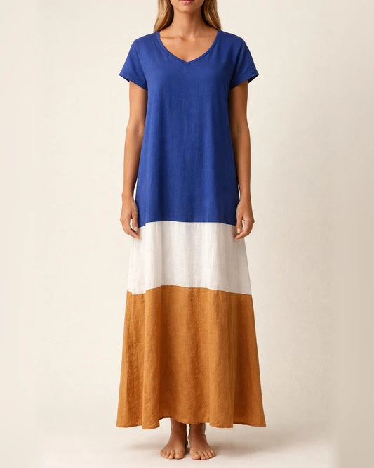 Women's T Shirt Dress Tee Dress Maxi long Dress Black Blue Gray Yellow Red Short Sleeve Color Block Patchwork Spring Summer Round Neck Casual Boom Sale Dress S M L XL XXL 3XL 4XL 5XL | JRSEE:2f7c7c49-1ec0-4715-a936-176b7d8ceaec