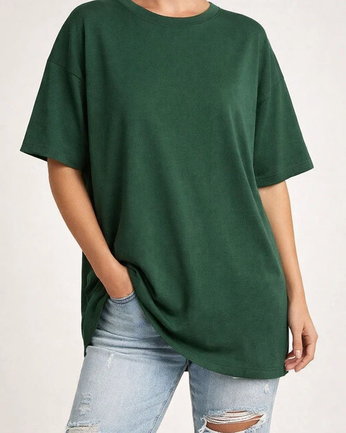Women's T-shirt Solid Color Loose Drop Shoulder Sleeve Round Neck Short Sleeve Tops | JRSEE:2d528ffa-5f92-44c4-830b-86aff7acfa7c
