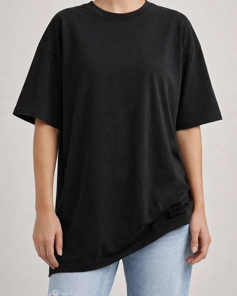 Women's T-shirt Solid Color Loose Drop Shoulder Sleeve Round Neck Short Sleeve Tops | JRSEE:28a90840-54ad-4e95-9a2f-26afcb435713