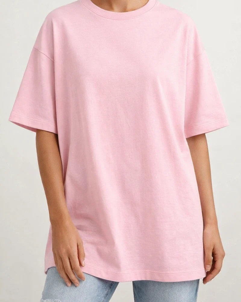 Women's T-shirt Solid Color Loose Drop Shoulder Sleeve Round Neck Short Sleeve Tops | JRSEE:054220b3-eb39-4f7d-9e98-637100a99cd1