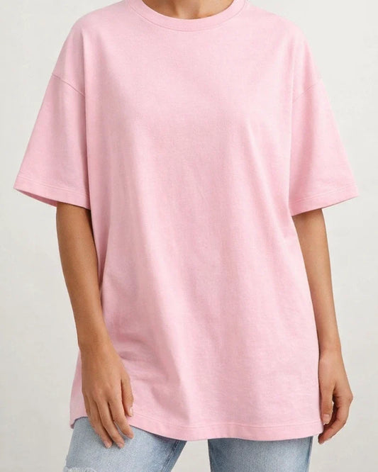 Women's T-shirt Solid Color Loose Drop Shoulder Sleeve Round Neck Short Sleeve Tops | JRSEE:054220b3-eb39-4f7d-9e98-637100a99cd1