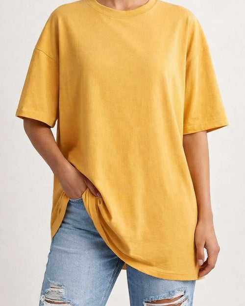 Women's T-shirt Solid Color Loose Drop Shoulder Sleeve Round Neck Short Sleeve Tops | JRSEE:33beea2c-c62b-448f-a556-21e4f76ff2a0
