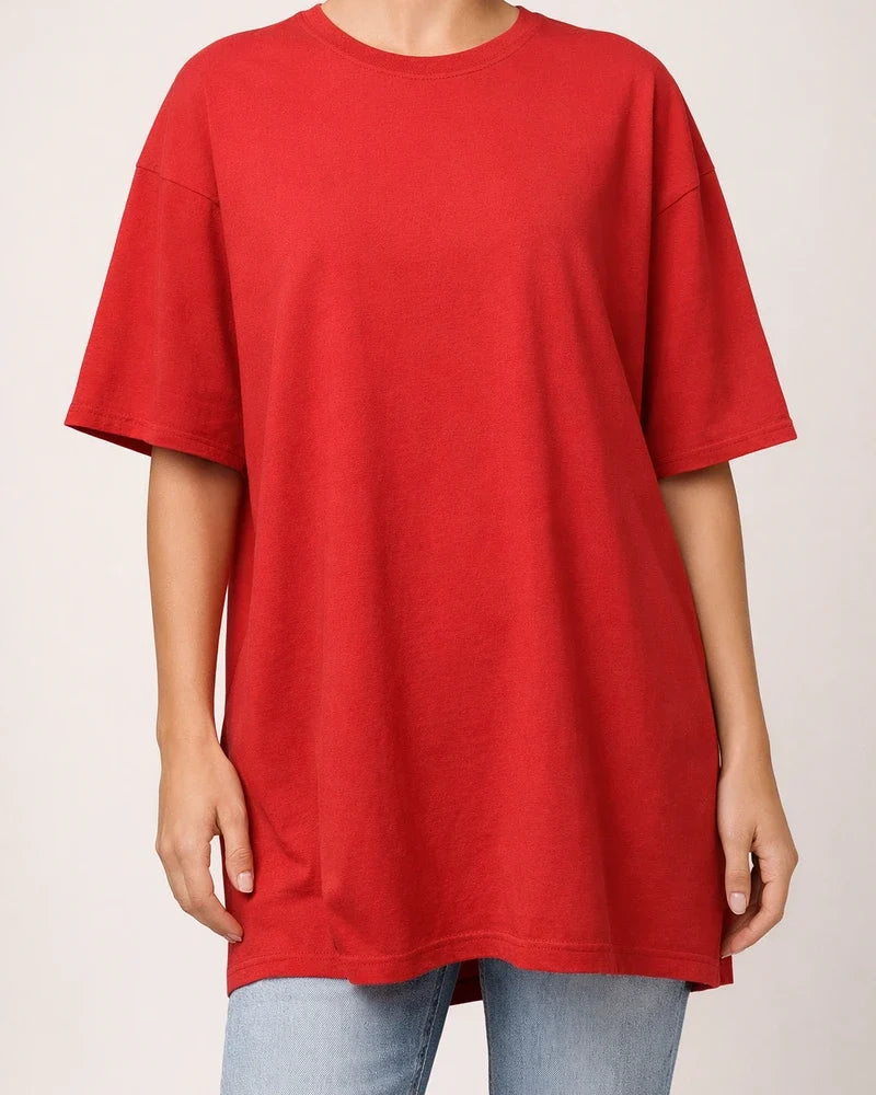 Women's T-shirt Solid Color Loose Drop Shoulder Sleeve Round Neck Short Sleeve Tops | JRSEE:9628f2ef-9f6a-4963-8f76-b2a2d73f4b01