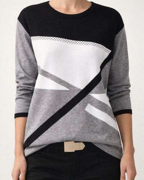 Women's T shirt Tee Color Block Casual Weekend Painting T shirt Tee Long Sleeve Print Round Neck Basic Green Black Blue S / 3D Print | JRSEE:fcef1272-4b3a-459f-aa00-df167dc68bb1