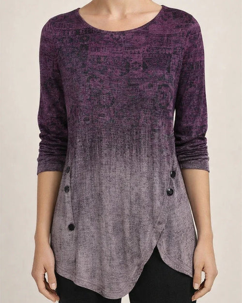 Women's T shirt Tee Tunic Maroon Green Blue Graphic Print Long Sleeve Holiday Weekend Vintage Ethnic Round Neck Regular Painting | JRSEE:49d08de1-b099-49b3-9b62-cfb6e9c39409