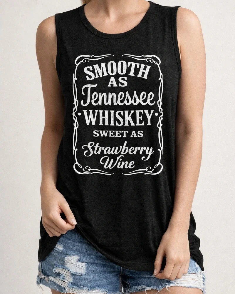 Women's Tank Top Fun Letter Print Round Neck Sleeveless T-shirt | JRSEE:377dd236-c779-4b95-95fe-225e97bb3862
