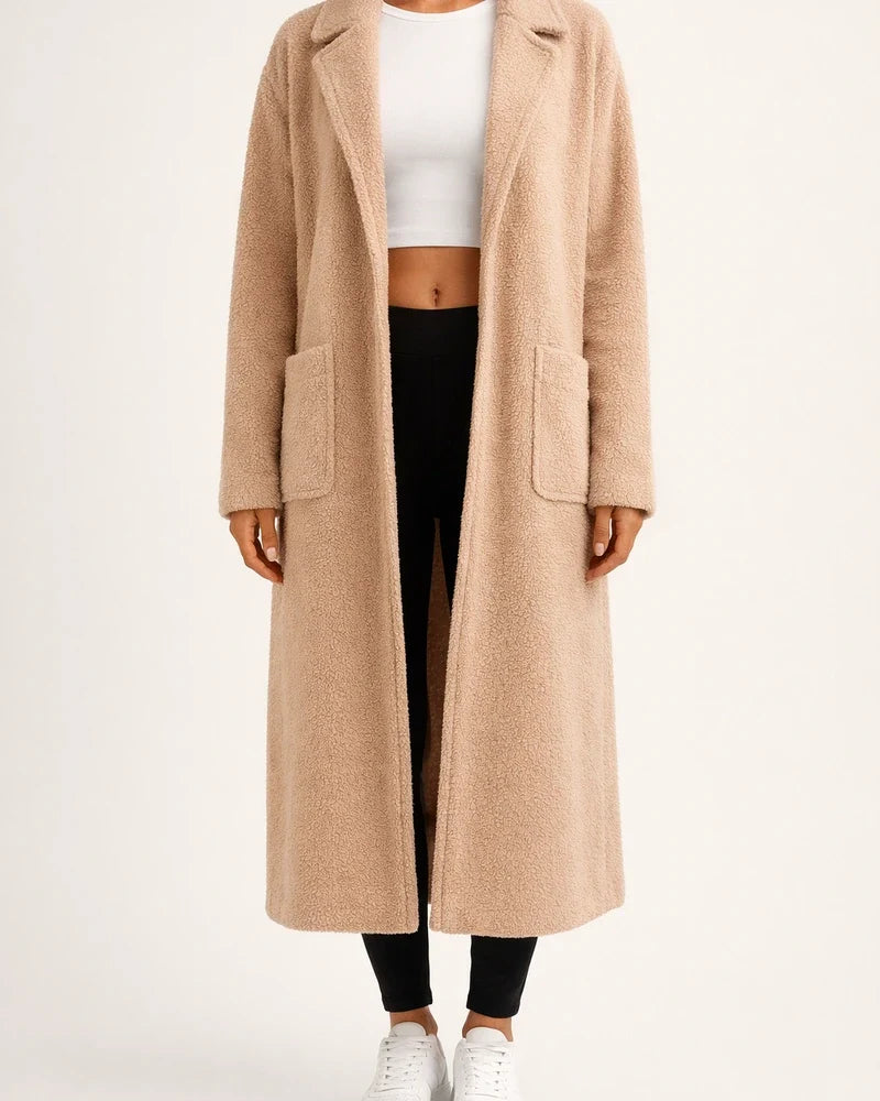 Women's Teddy Coat Sherpa jacket Fleece Jacket Long Pocket Coat White Black Blue Brown Active Daily Fall Buttoned Front Turndown Regular Fit S M L XL XXL 3XL / Windproof | JRSEE:4f4b51d5-8366-4d2f-b3d8-08a21f84bbd2