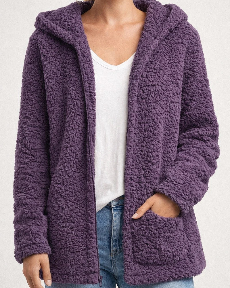 Women's Teddy Coat Sherpa jacket Fleece Jacket Regular Full Zip Coat Black Blue Purple Pink Army Green Chic & Modern Dailywear Fall Zipper Hoodie Loose S M L XL XXL 3XL / Casual / Windproof | JRSEE:dca43061-5fb5-408e-b14e-dc80c9890cab