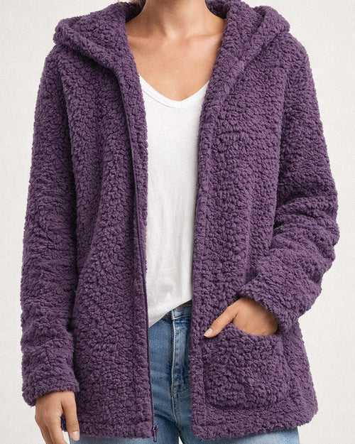 Women's Teddy Coat Sherpa jacket Fleece Jacket Regular Full Zip Coat Black Blue Purple Pink Army Green Chic & Modern Dailywear Fall Zipper Hoodie Loose S M L XL XXL 3XL / Casual / Windproof | JRSEE:dca43061-5fb5-408e-b14e-dc80c9890cab