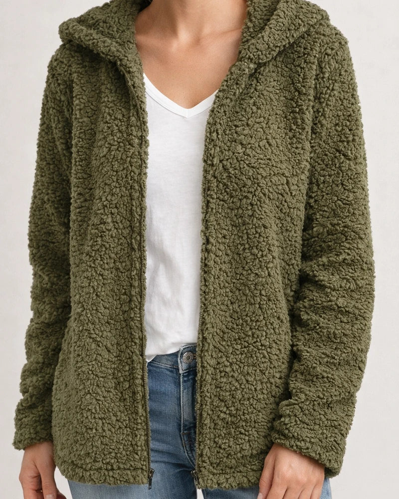 Women's Teddy Coat Sherpa jacket Fleece Jacket Regular Full Zip Coat Black Blue Purple Pink Army Green Chic & Modern Dailywear Fall Zipper Hoodie Loose S M L XL XXL 3XL / Casual / Windproof | JRSEE:4d9ce16b-cffe-4579-bdd2-2b1fcd54399b