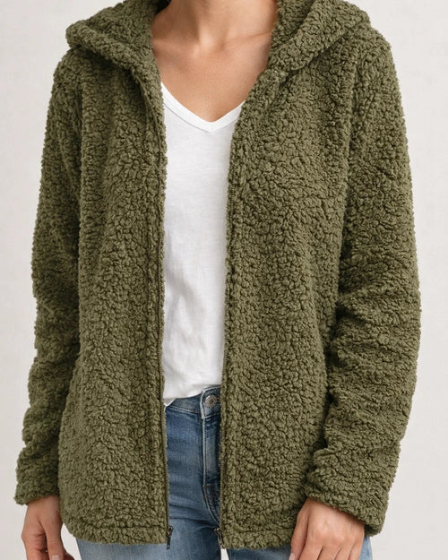 Women's Teddy Coat Sherpa jacket Fleece Jacket Regular Full Zip Coat Black Blue Purple Pink Army Green Chic & Modern Dailywear Fall Zipper Hoodie Loose S M L XL XXL 3XL / Casual / Windproof | JRSEE:4d9ce16b-cffe-4579-bdd2-2b1fcd54399b