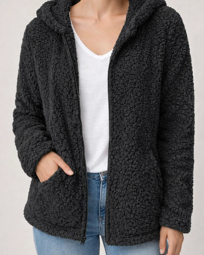 Women's Teddy Coat Sherpa jacket Fleece Jacket Regular Full Zip Coat Black Blue Purple Pink Army Green Chic & Modern Dailywear Fall Zipper Hoodie Loose S M L XL XXL 3XL / Casual / Windproof | JRSEE:e483ed13-c549-4090-8ab2-b3010c07082c