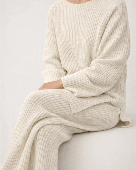 Women's Temperament Commuter Long-sleeved Pants Solid Color Knit Leisure Two-piece Knit Pullover Round Neck Sweater Set | JRSEE:1aedc8e3-5936-4fc1-95c2-53dc02ab6710