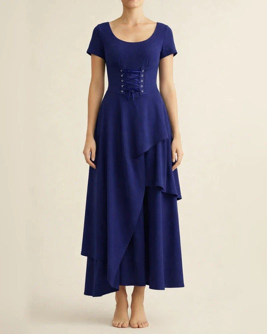 Women's Temperament Commuter Solid Color Irregular High Waist Multi Layers Hem Tie Zipper Halter Long Skirt | JRSEE:51bda0ee-a499-4cfb-83bc-94d973fc84d5