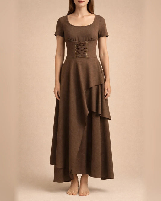 Women's Temperament Commuter Solid Color Irregular High Waist Multi Layers Hem Tie Zipper Halter Long Skirt | JRSEE:aaca9bf2-467b-4fb2-ab18-59dcf335c5ca