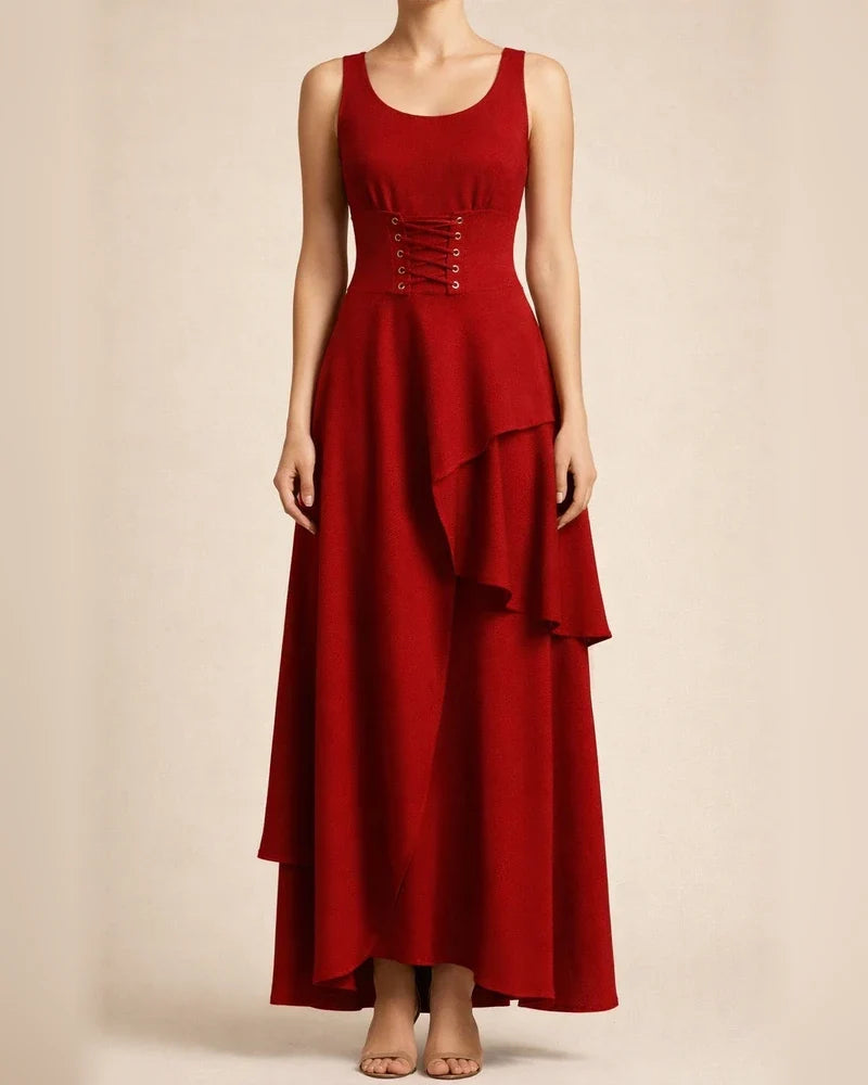 Women's Temperament Commuter Solid Color Irregular High Waist Multi Layers Hem Tie Zipper Halter Long Skirt | JRSEE:5399ea39-7da1-4079-bf04-a5ecf1ee04ef