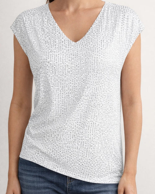 Women's V-neck Sequin Short Sleeve Glitter Undershirt Short Sleeve Shirt | JRSEE:a493aba7-8b23-44f2-a3db-fc66490b1abc