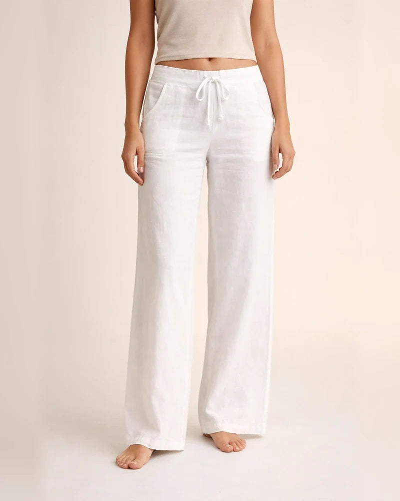 Women's Wide Leg Pants Trousers Black Dark Blue Brown Mid Waist Boho Yoga Work Casual Full Length Breathable Plain S M L XL XXL / Loose Fit | JRSEE:7180ea2f-f483-4784-9523-f752a30385d1
