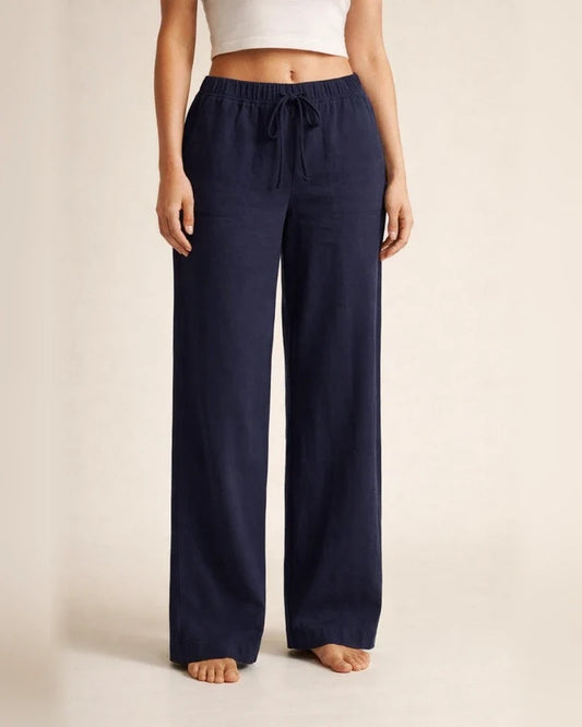 Women's Wide Leg Pants Trousers Black Dark Blue Brown Mid Waist Boho Yoga Work Casual Full Length Breathable Plain S M L XL XXL / Loose Fit | JRSEE:fb09c947-e2c1-4616-9ce1-08c4ff65a3b9