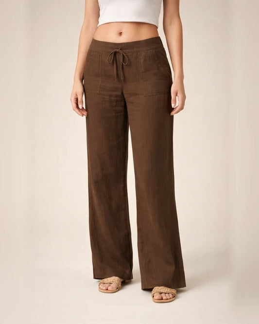 Women's Wide Leg Pants Trousers Black Dark Blue Brown Mid Waist Boho Yoga Work Casual Full Length Breathable Plain S M L XL XXL / Loose Fit | JRSEE:52139ffc-d443-4882-9bfd-f16b1a3edefc