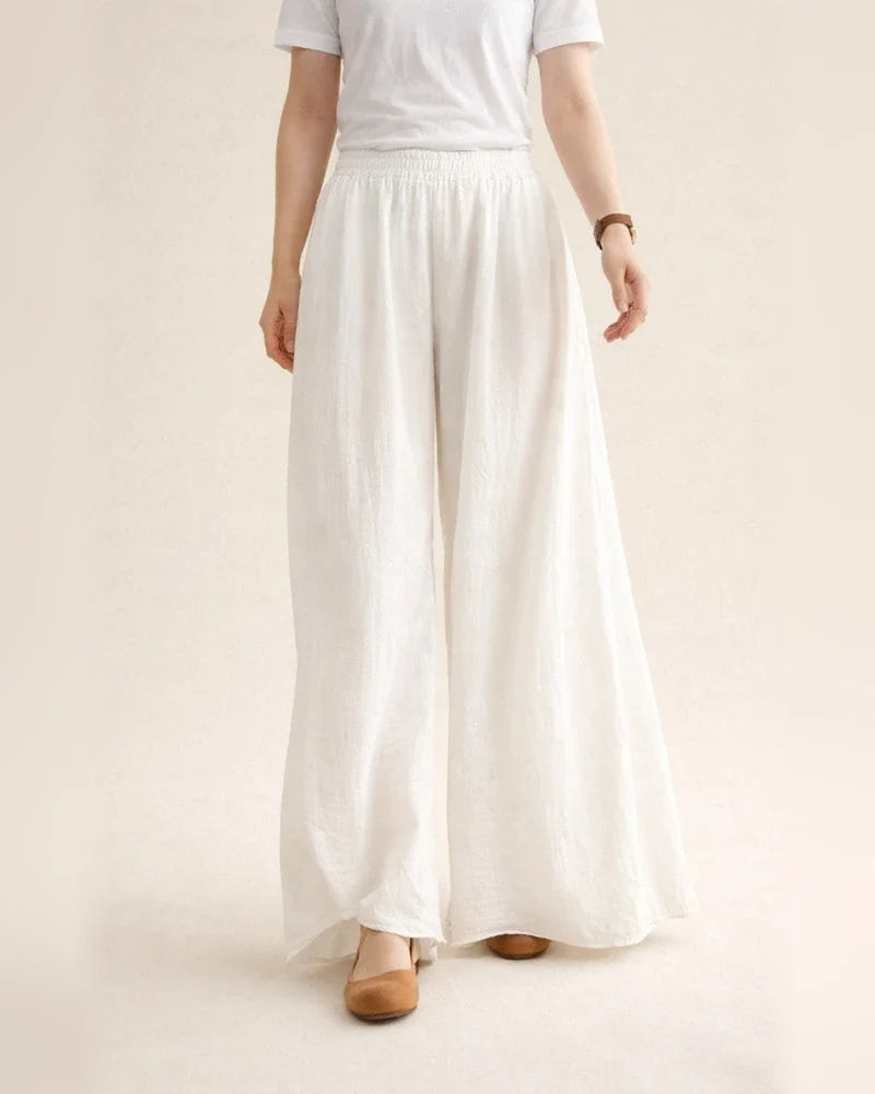 Women's Wide Leg Pants Trousers Palazzo Pants Linen Black White Red Fashion Casual Daily Wide Leg Full Length Comfort Solid Colored M L XL 2XL | JRSEE:a437c21d-2547-4626-8256-70b43ad67145