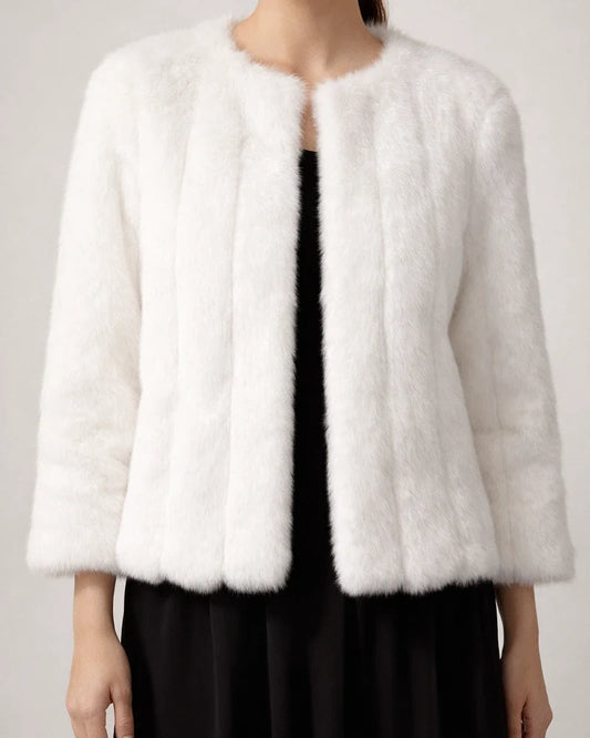 Women's Winter Coat Faux Fur Coat Warm Breathable Outdoor Daily Wear Vacation Going out Fur Collar Faux Fur Trim Zipper V Neck Ordinary Elegant Modern Plush Solid Color Regular Fit Outerwear Long | JRSEE:effa104a-861c-48ca-af31-9d7882d44239