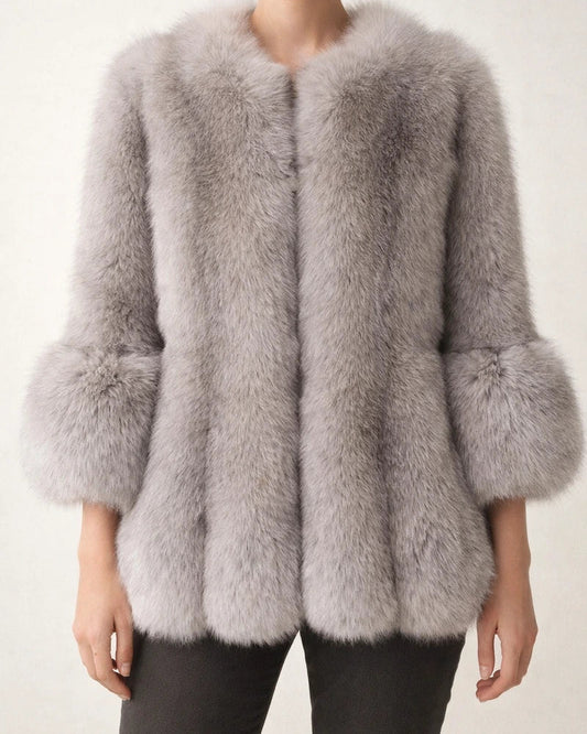 Women's Winter Coat Faux Fur Coat Warm Breathable Outdoor Daily Wear Vacation Going out Fur Collar Faux Fur Trim Zipper V Neck Ordinary Elegant Modern Plush Solid Color Regular Fit Outerwear Long | JRSEE:761f3fa3-3cfb-4573-999c-6aad3e6f47d4