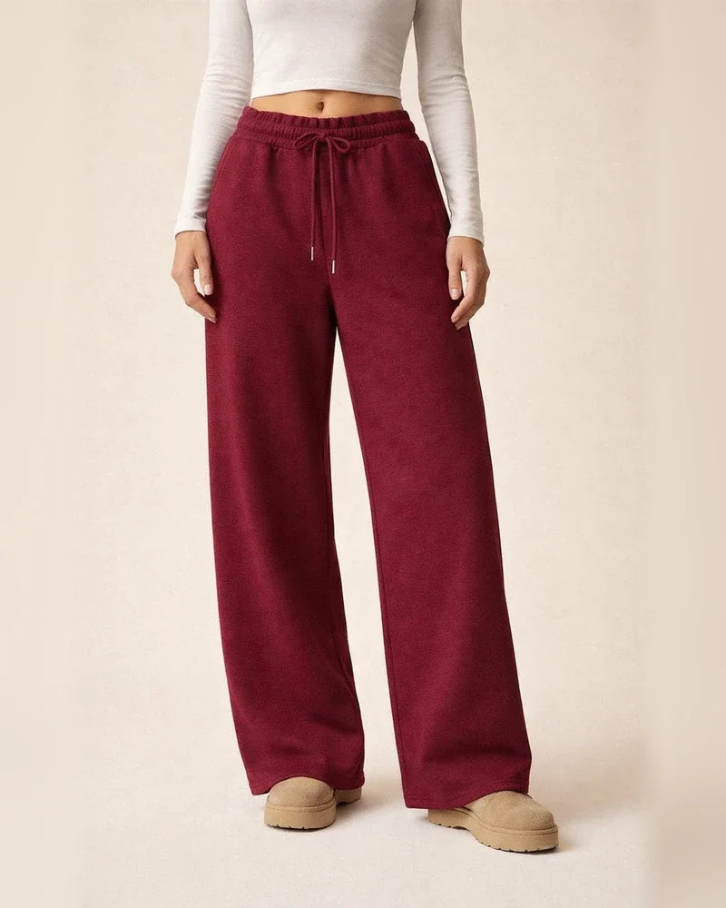 Women's Winter Elastic Waist Fleece-Lined Loose Wide-Leg Athletic Casual Solid Color Long Pants | JRSEE:8596f6fb-8a53-4004-a5cc-c7dd0b446b82