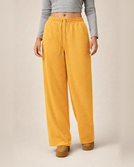 Women's Winter Elastic Waist Fleece-Lined Loose Wide-Leg Athletic Casual Solid Color Long Pants | JRSEE:f0fe7799-4636-412d-b002-1b239bd3dfa0