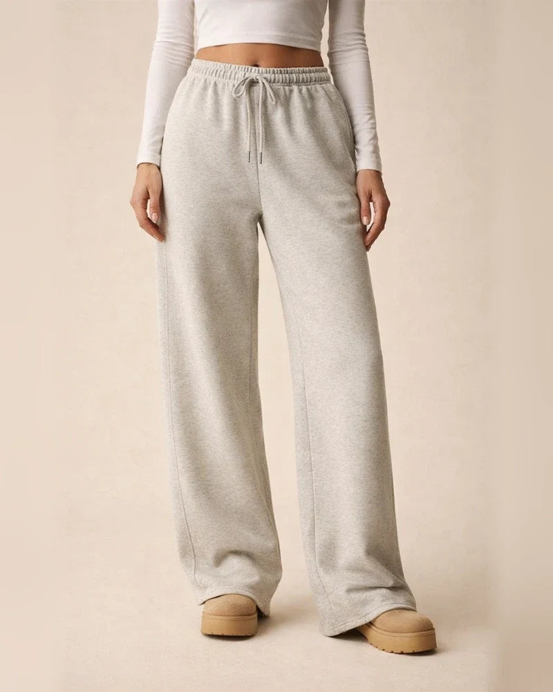 Women's Winter Elastic Waist Fleece-Lined Loose Wide-Leg Athletic Casual Solid Color Long Pants | JRSEE:ac853d58-4cde-4b37-93dd-a50bcc7f497e