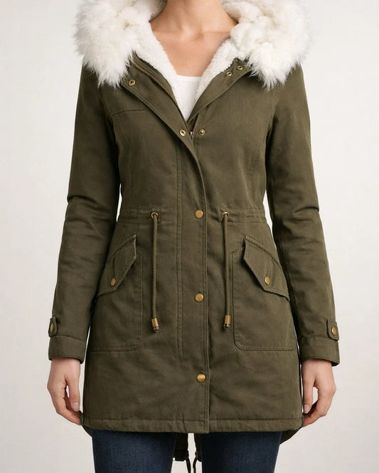 Women's Winter Jacket Parka Hoodie Jacket Outdoor Street Daily Winter Fall Long Coat Regular Fit Windproof Warm Streetwear Casual Jacket Long Sleeve Color Block Fur Trim Pocket Pink Army Green Khaki | JRSEE:166c3404-bff3-48a9-a598-ac543c1b6cbc