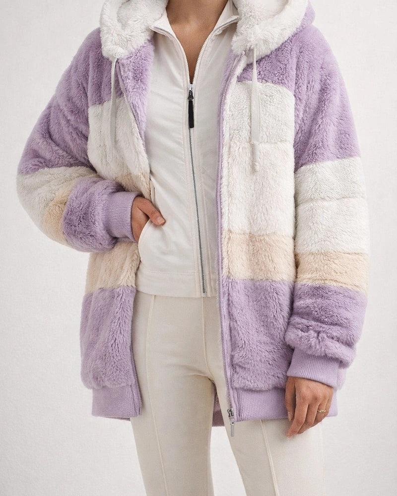 Women's Zip Hoodie Sweatshirt Pullover Sherpa Fleece Teddy Zip Up Green Blue Purple Color Block Loose Fit Street Hoodie Long Sleeve Fleece S M L XL 2XL 3XL / Fleece lined | JRSEE:3a925f65-8d81-4cb0-973d-f1da28b37ab7