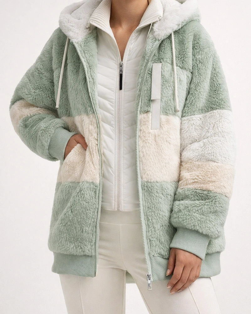Women's Zip Hoodie Sweatshirt Pullover Sherpa Fleece Teddy Zip Up Green Blue Purple Color Block Loose Fit Street Hoodie Long Sleeve Fleece S M L XL 2XL 3XL / Fleece lined | JRSEE:b8892d55-efc0-40c4-b695-2f92cd6b2bf5