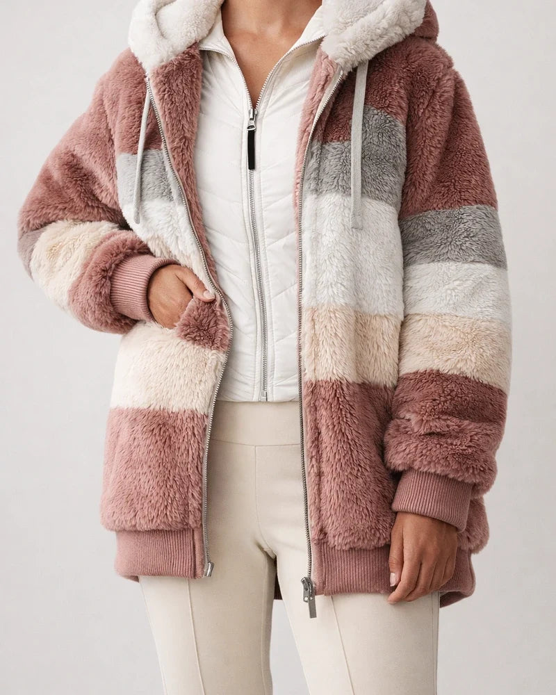 Women's Zip Hoodie Sweatshirt Pullover Sherpa Fleece Teddy Zip Up Green Blue Purple Color Block Loose Fit Street Hoodie Long Sleeve Fleece S M L XL 2XL 3XL / Fleece lined | JRSEE:eec19144-2389-46cd-8382-7264958db8b6