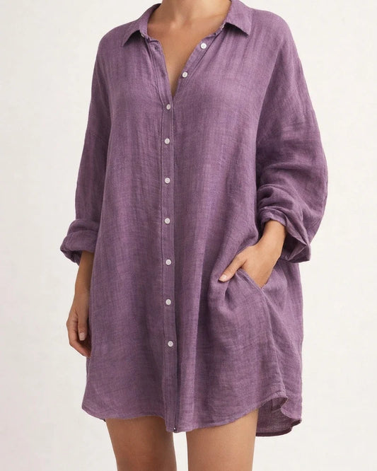 Womens Cotton Linen Plus Size Long Sleeve Turn Down Collar Tunic Button Thin Shirts Casual Blouse Tops | JRSEE:8a2ee285-6cb1-497d-890e-0b8632df3442