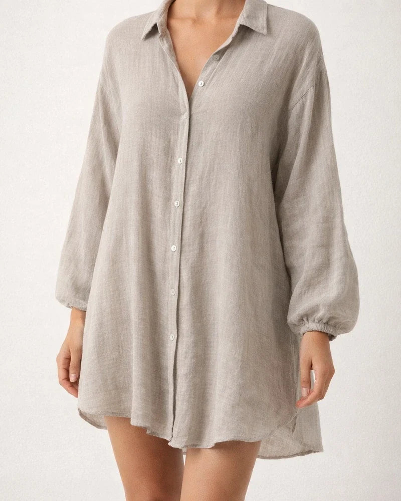 Womens Cotton Linen Plus Size Long Sleeve Turn Down Collar Tunic Button Thin Shirts Casual Blouse Tops | JRSEE:6df14c48-d2d6-4d0d-b45a-c4c606c7de73