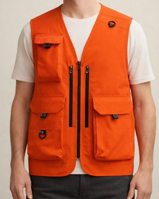 Workwear Vest Men's Outdoor Multi-pocket Undershirt Solid Color V-neck Vest Jacket | JRSEE:95a6e1a9-e225-4c7d-9928-52f8b64804bf
