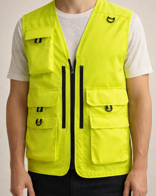 Workwear Vest Men's Outdoor Multi-pocket Undershirt Solid Color V-neck Vest Jacket | JRSEE:cca7cf6b-f7c8-48c2-bcbd-d901f2a29d8a
