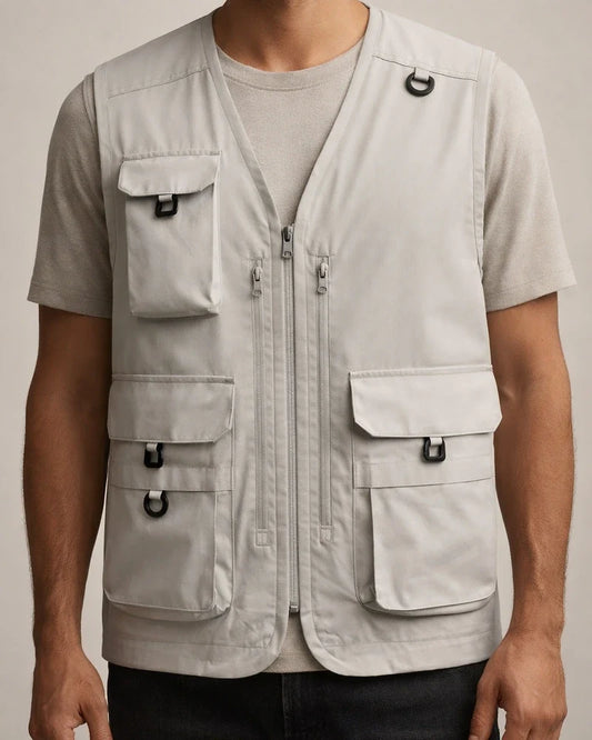 Workwear Vest Men's Outdoor Multi-pocket Undershirt Solid Color V-neck Vest Jacket | JRSEE:18b650c1-8983-45a8-ae3e-71739d819d68